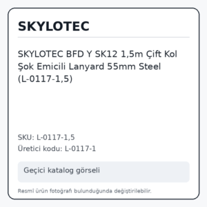 SKYLOTEC BFD Y SK12 1,5m Çift Kol Şok Emicili Lanyard 55mm Steel (L-0117-1,5)