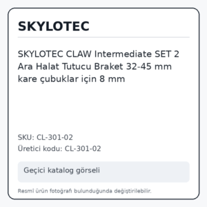 SKYLOTEC CLAW Intermediate SET 2 Ara Halat Tutucu Braket 32-45 mm kare çubuklar için 8 mm