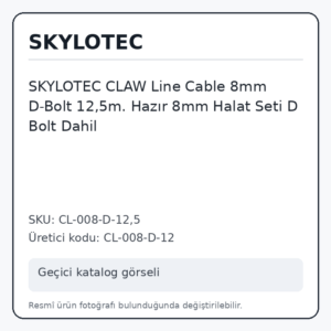 SKYLOTEC CLAW Line Cable 8mm D-Bolt 12,5m. Hazır 8mm Halat Seti D Bolt Dahil
