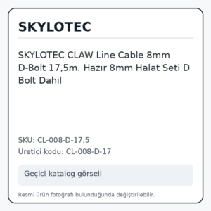 SKYLOTEC CLAW Line Cable 8mm D-Bolt 17,5m. Hazır 8mm Halat Seti D Bolt Dahil