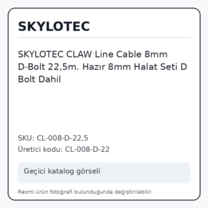 SKYLOTEC CLAW Line Cable 8mm D-Bolt 22,5m. Hazır 8mm Halat Seti D Bolt Dahil