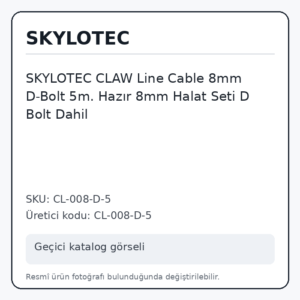 SKYLOTEC CLAW Line Cable 8mm D-Bolt 5m. Hazır 8mm Halat Seti D Bolt Dahil