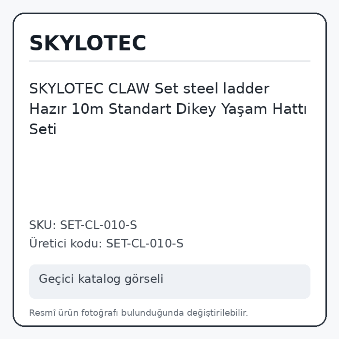 SKYLOTEC CLAW Set steel ladder Hazır 10m Standart Dikey Yaşam Hattı Seti SKYLOTEC CLAW Set steel ladder Hazır 10m Standart Dikey Yaşam Hattı Seti