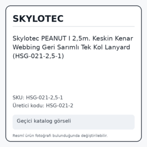 Skylotec PEANUT I 2,5m. Keskin Kenar Webbing Geri Sarımlı Tek Kol Lanyard (HSG-021-2,5-1)