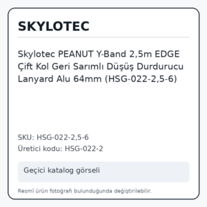 Skylotec PEANUT Y-Band 2,5m  EDGE Çift Kol Geri Sarımlı Düşüş Durdurucu Lanyard Alu 64mm   (HSG-022-2,5-6)