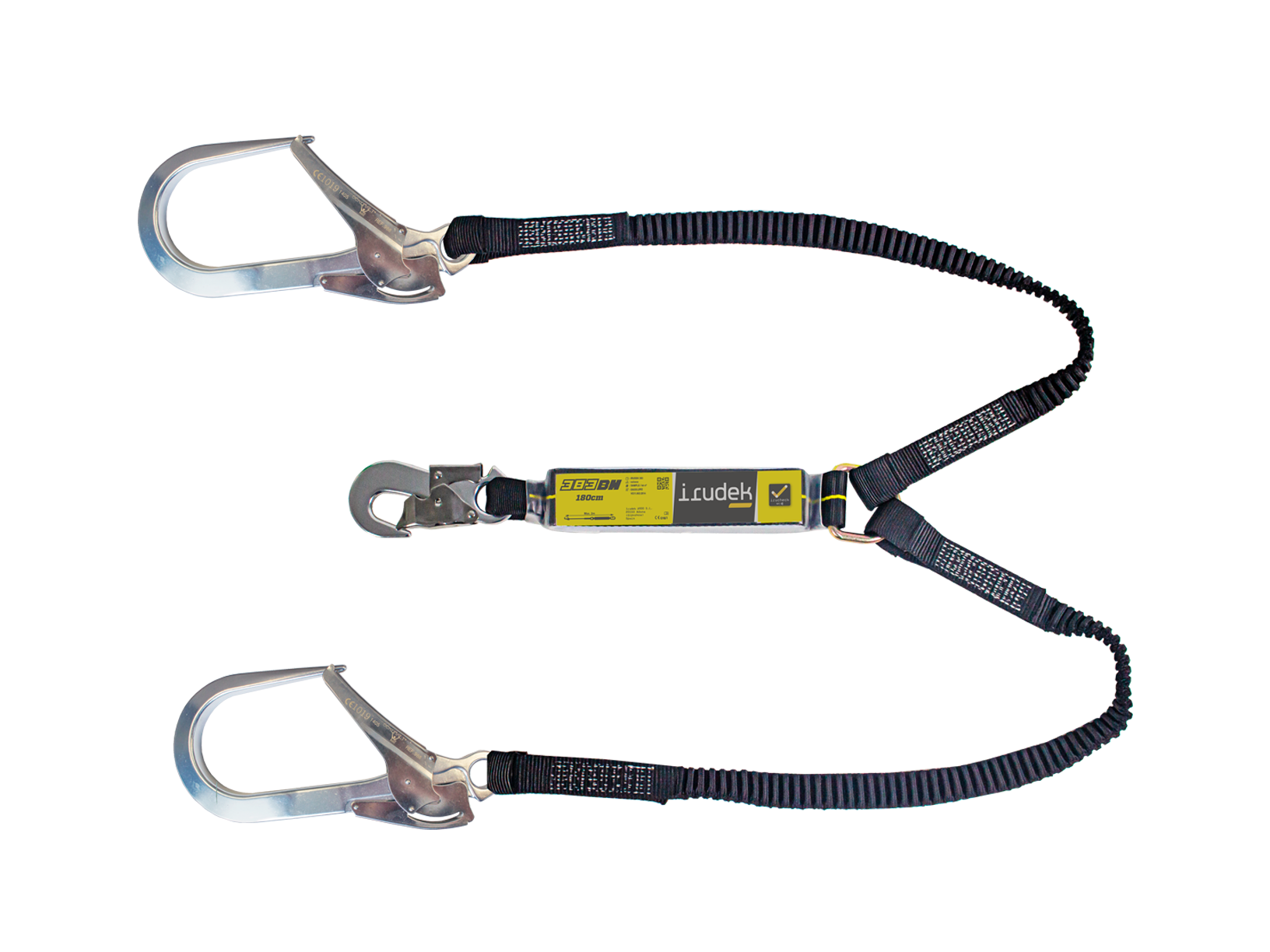 Irudek 383/180cm Bh Webbing Şok Emicili Çift Kollu Lanyard -Alum.110mm Kancalı