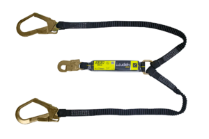 Irudek 398/180cm ABE-FLEX Webbing Şok Emicili Çift Kollu Lanyard -Çelik 55mm Kancalı