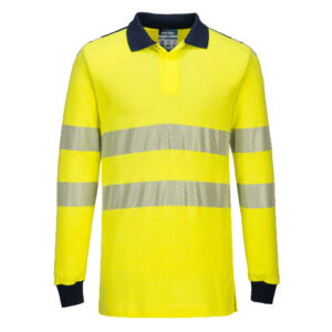 Portwest FR702 - PW3 FR Modaflame Hi-Vis Polo Yaka Tişört Sarı/Lacivert EN ISO 11612 A1, B1, C1, F1 EN 1149 -5 IEC 61482-2 IEC 61482-1-1, EBT 5.5 CAL/CM²