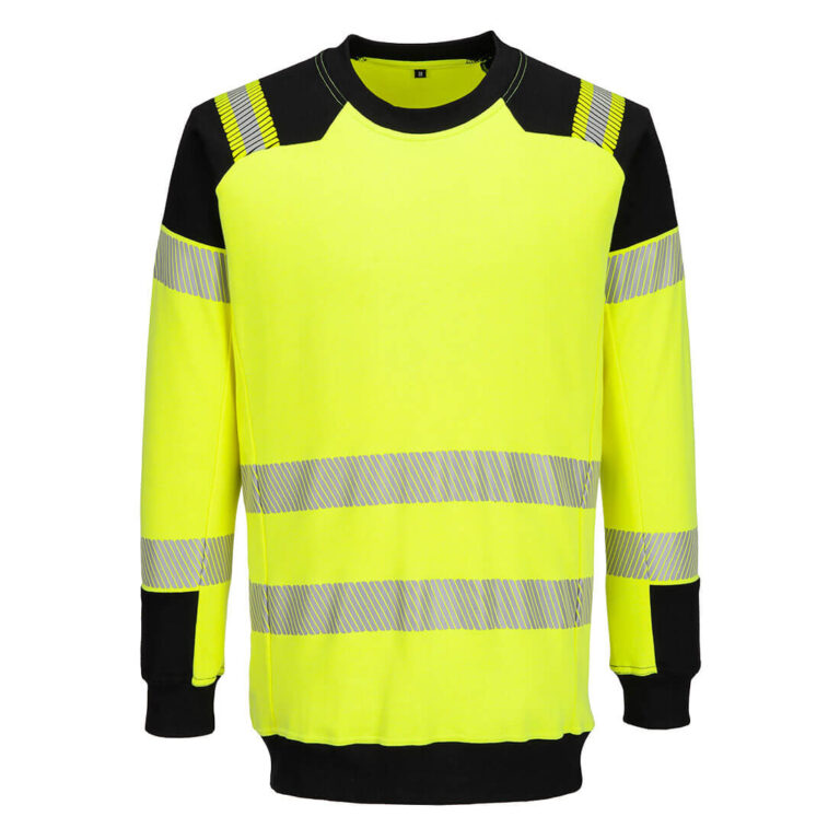 Portwest FR707 - PW3 Modaflame Örme Hi-Vis FR Sweatshirt Sarı/Siyah EN ISO 11612 A1, B1, C1, F1 EN 1149 -5 IEC 61482-2 IEC 61482-1-1, ATPV 15 CAL/CM²