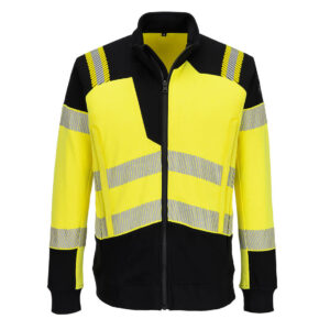 Portwest FR717 - PW3 Modaflame Örme Polar Hi-Vis FR Fermuarlı Sweatshirt Sarı/Siyah EN ISO 11612 A1, B1, C1, F1 EN 1149 -5 IEC 61482-2 IEC 61482-1-1, ATPV 15 CAL/CM²