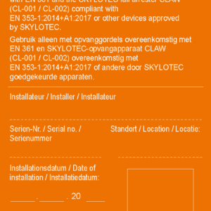 SKYLOTEC CLAW LINE LABEL Hat Sistem Etiketi